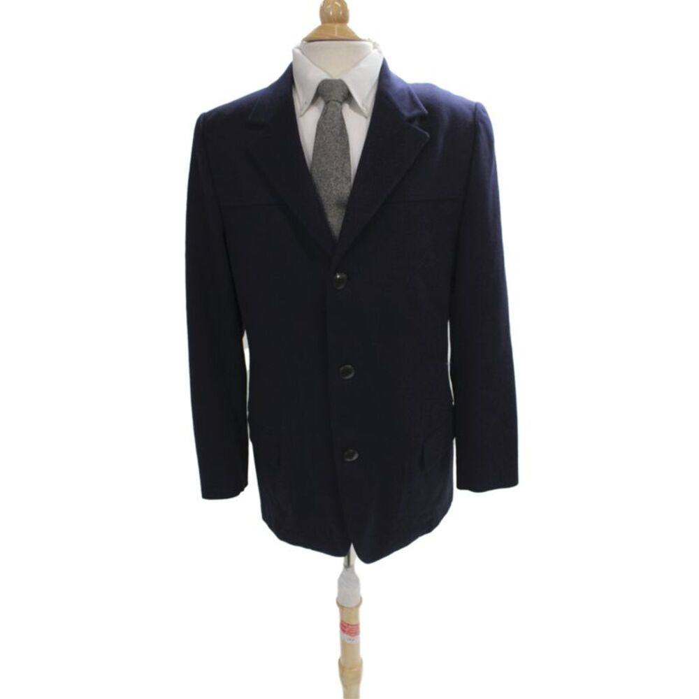 Gianni Versace Mens Dark Blue Wool Silk Blazer Button Long Sleeve Size 52